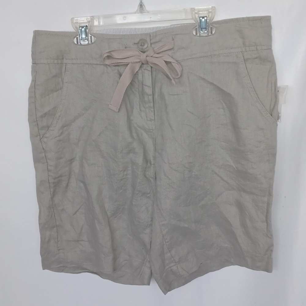 Willi Smith 100% Linen 8.5” shorts gray 17” waist drawstring, Sz 6